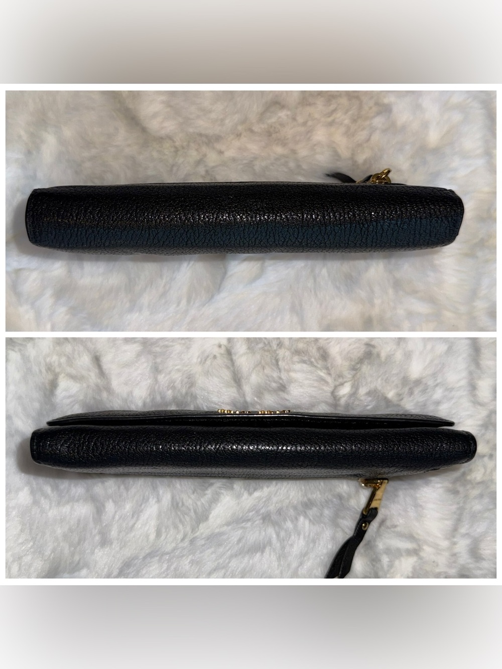 Miu Miu Black Leather Continental Flap Wallet with Gold Logo - Picture 4 of 14